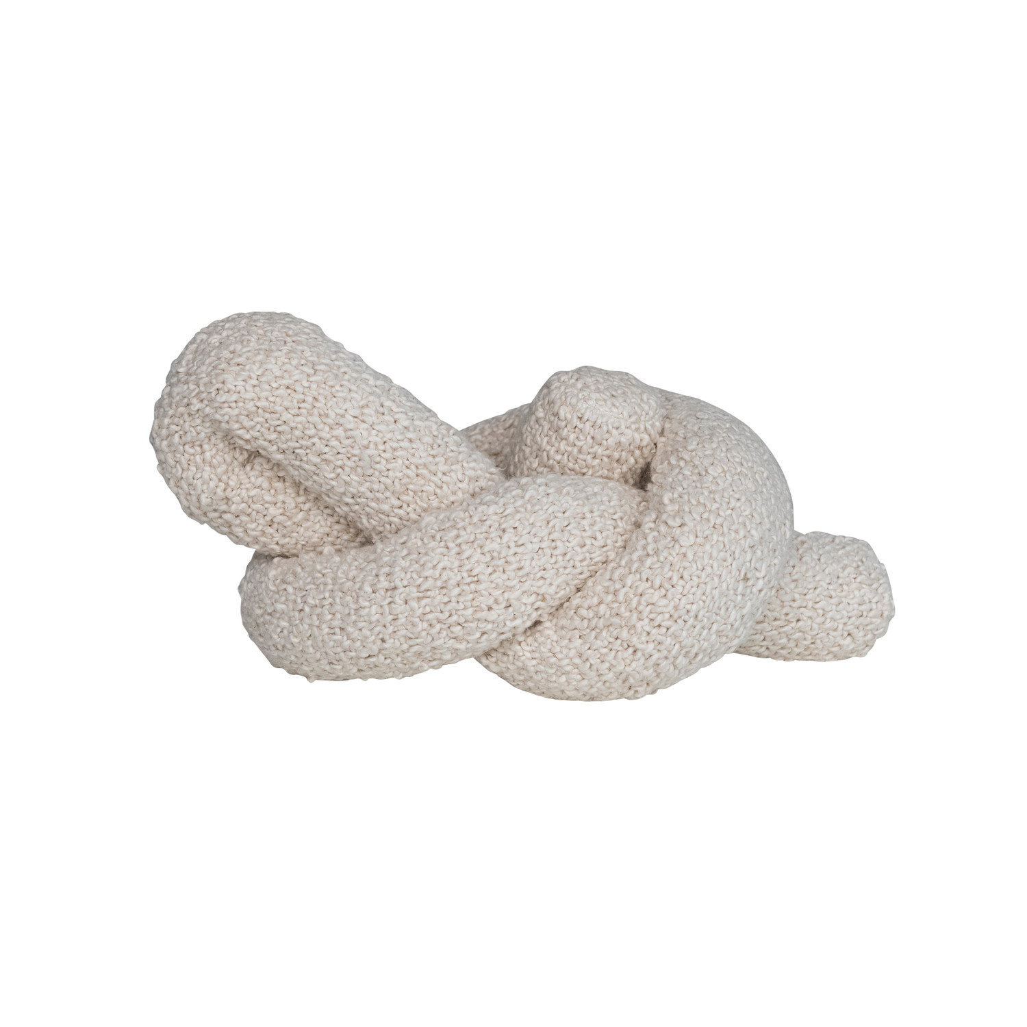 22 L x 9 W x 7 H Woven Cotton Boucle Knot Pillow Cream Color