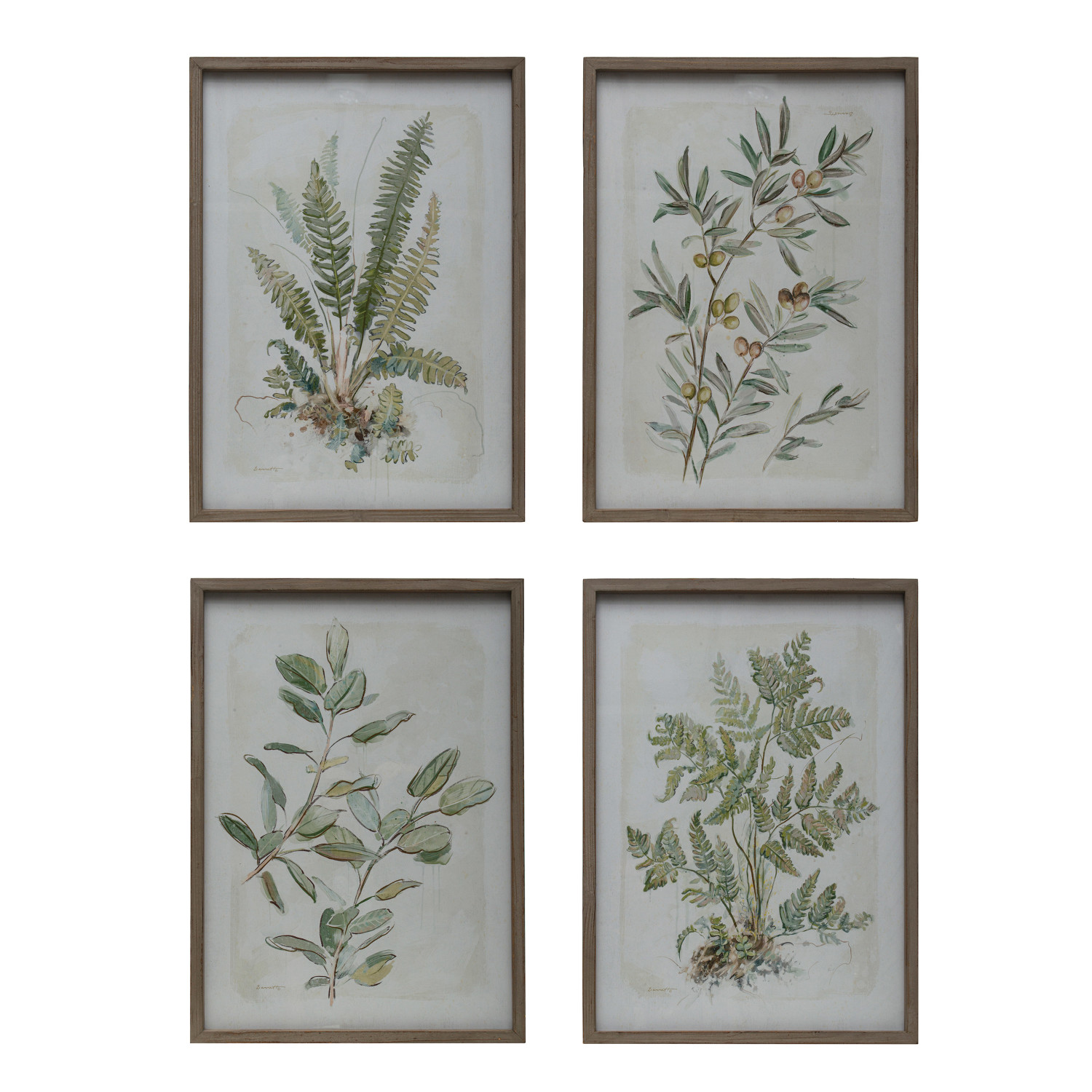 191/2"W x 271/2"H Wood Framed Glass Wall Décor w/ Botanical Print, 4