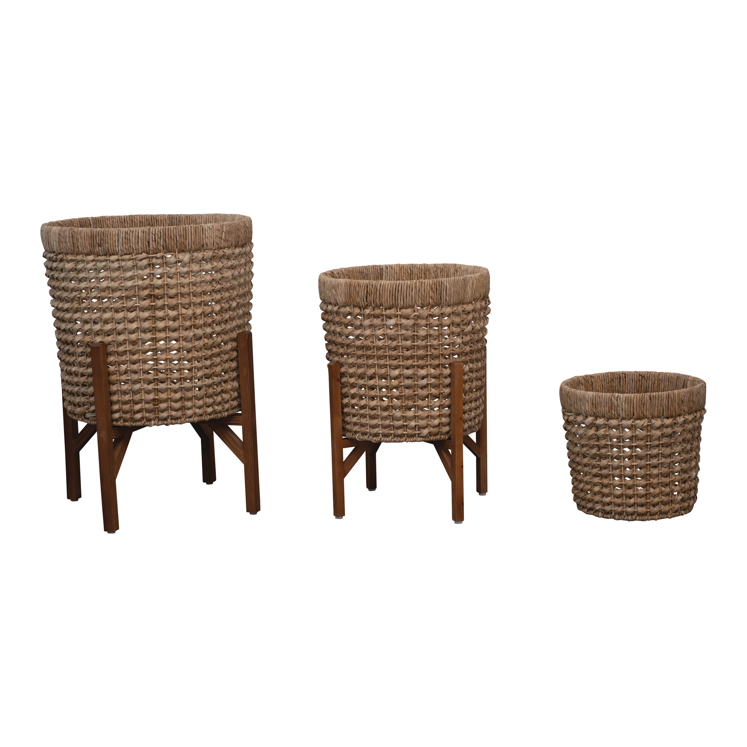 PAFEN 2-in-1 set of flower pots, rattan look, umber plant pot with insert