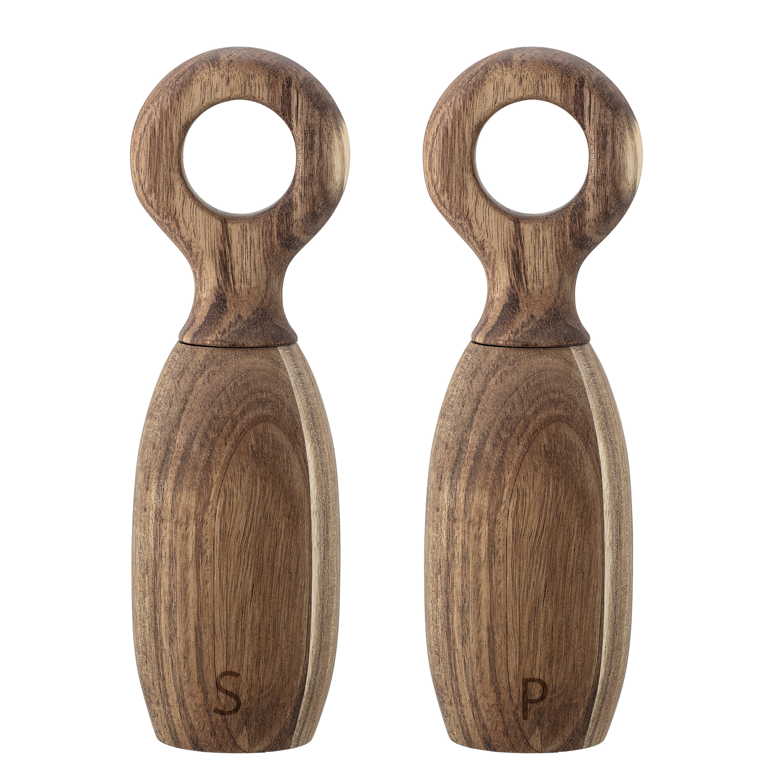 AdHoc David Acacia Wood & Stainless Steel Mini Salt & Pepper Mill Set