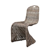 Hand-Woven Rattan and Metal Chair