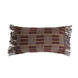 Woven Recycled Cotton Blend Lumbar Pillow with Fringe