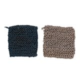 Jute Crocheted Pot Holder, 2 Colors