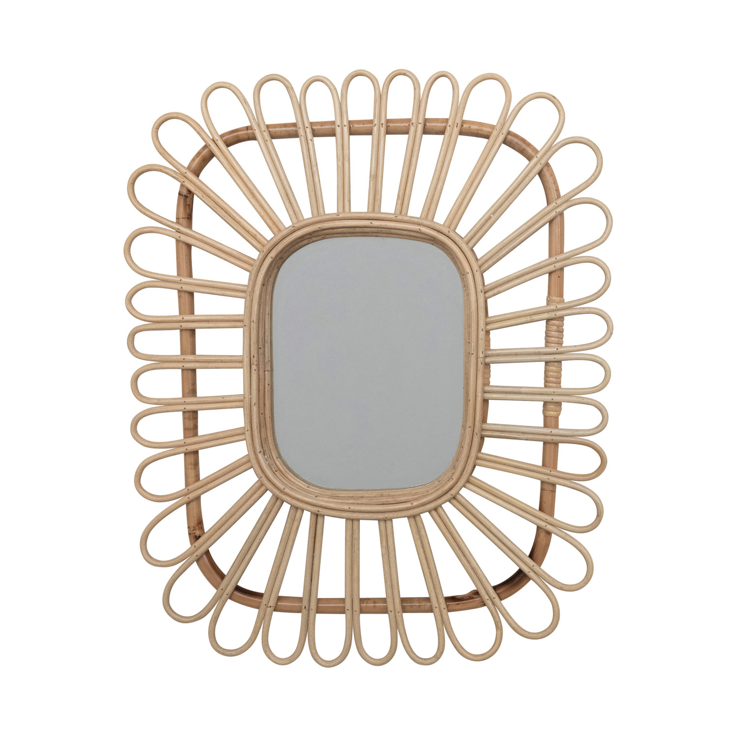 191/2"W x 231/2"H Handmade Rattan Wall Mirror, Natural