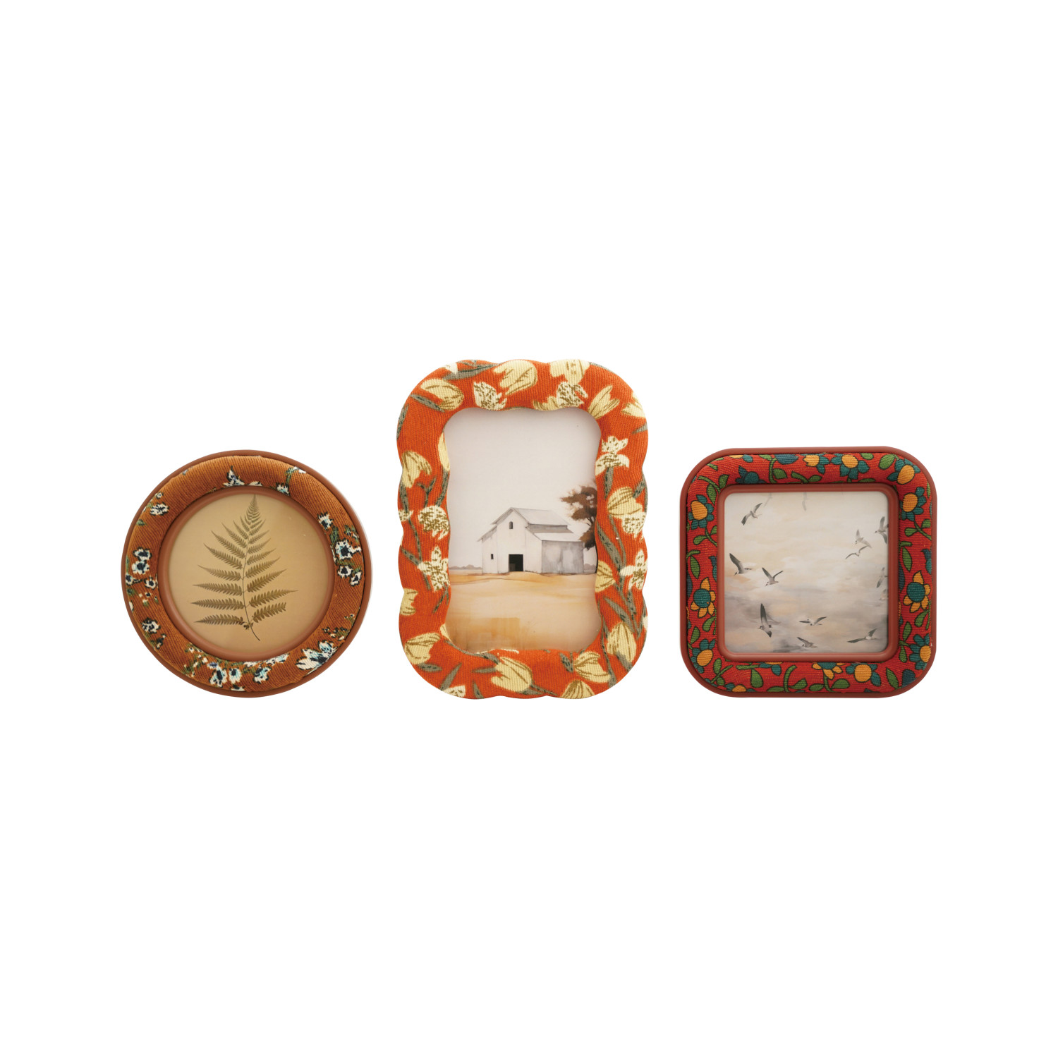 Photo Frame 4 Pattern Embroidered Photo Frame with Floral Pattern, 3 Styles (4