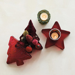 Tree Shape Containers Pressed Tree Shaped Container with Lid, Red