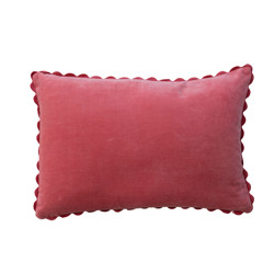 Ric Rac Back Support Cotton Slub Lumbar Pillow with Embroidery, Ric Rac Trim & Velvet Back